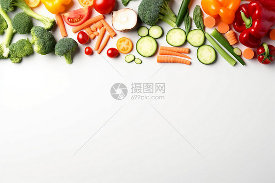 白色背景上的农产品切片图片