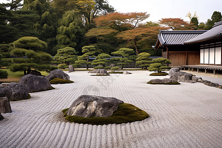 日本禅宗京都传统禅宗庭院背景