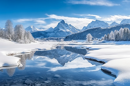 阿尔卑斯雪山寒冷的阿尔卑斯山脉背景