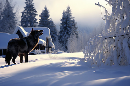 冬日雪地里的狼图片