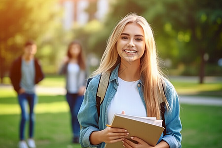 校园里的女学生图片