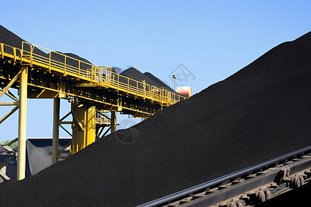 煤炭工厂的黄色运输带图片