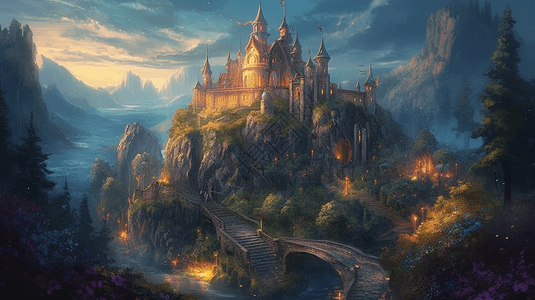 梦幻般的森林城堡图片