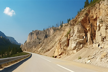 落基山脉间的公路图片