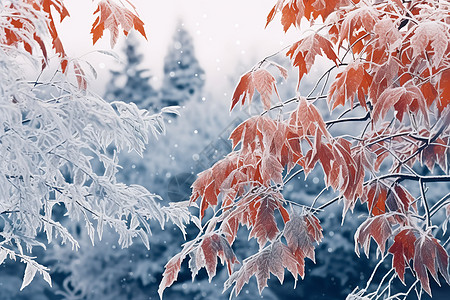 冬季森林的雪景图片