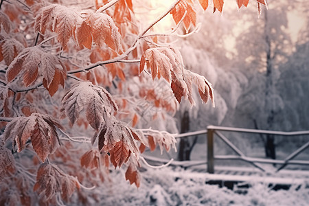 被雪覆盖的树木图片