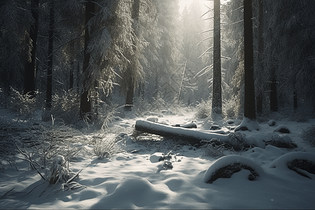 覆盖树木上的白雪图片