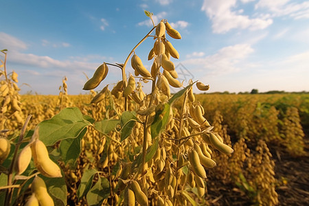 田地里收获的大豆背景图片