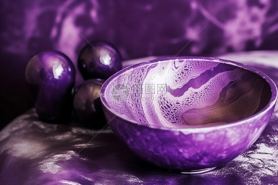 艺术创作紫色陶瓷碗图片