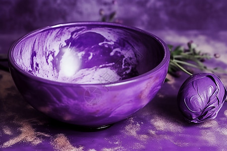 紫色油漆陶瓷碗图片