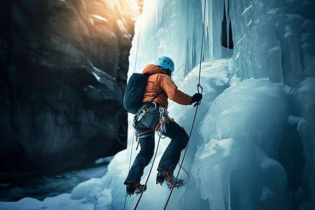 爬冰的攀冰者图片