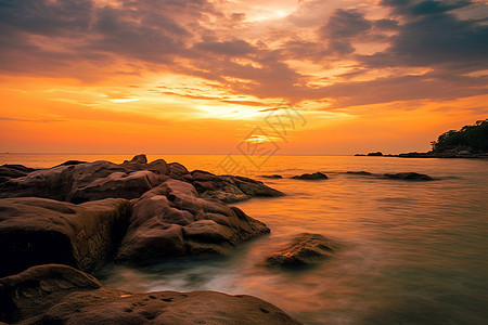 海边的夕阳美景图片