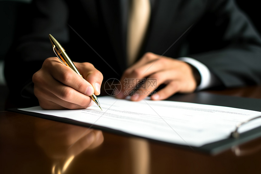 一名男性律师用签合同图片