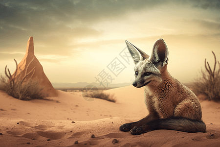 沙漠里的蝠耳狐图片