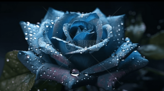 一朵盛开的蓝玫瑰图片