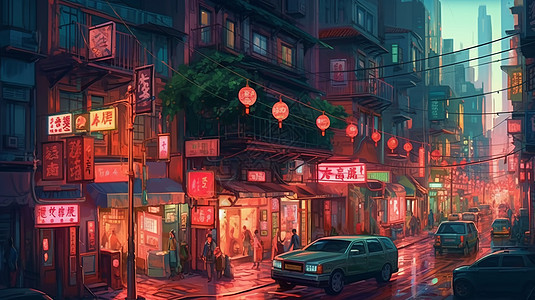 晚上的唐人街图片