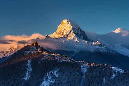 日照金山景象背景图片