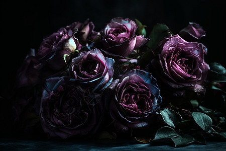 深紫色玫瑰的特写图片