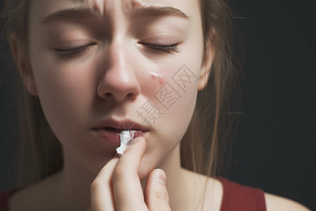 女子使用化妆品皮肤过敏的女人背景