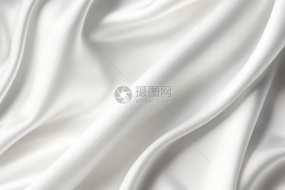 波纹白色真丝织物特写图片