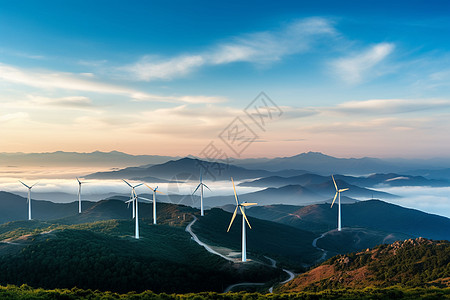 风力发电电力风景高清图片