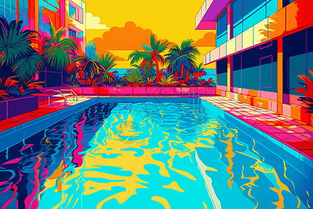 波普艺术的泳池图片