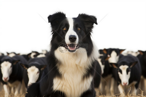 在羊圈里牧羊的工作犬佩罗犬图片