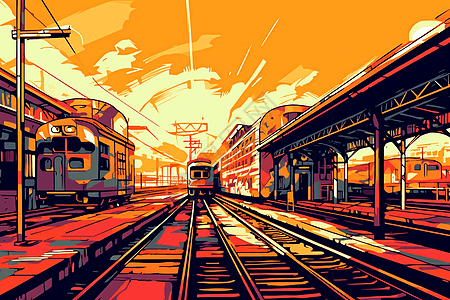 波普艺术火车站背景图片