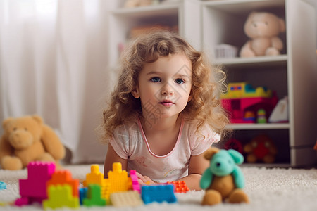 玩玩具的小女孩背景图片