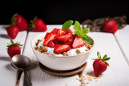 健康的早餐水果酸奶图片