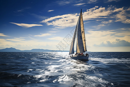 碧海蓝天下的帆船图片
