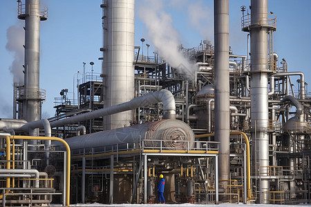 工业炼油厂的排放设备背景图片