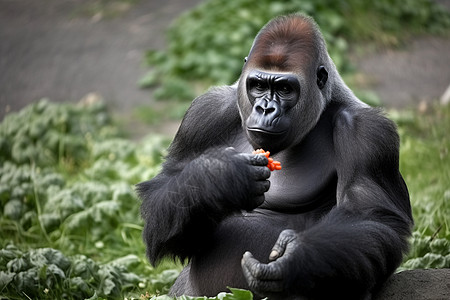黑猩猩吃东西图片