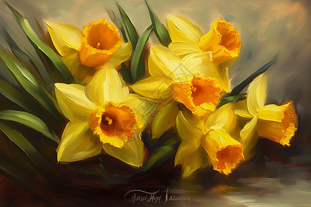 黄色水仙花花束插图图片