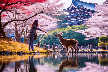 鹿圈子著名的观光樱花经典背景