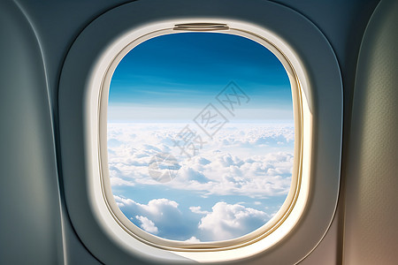 客舱窗户看到的蓝天图片