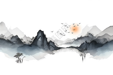 中国风创意水墨画背景图片
