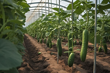 在温室中种植黄瓜图片