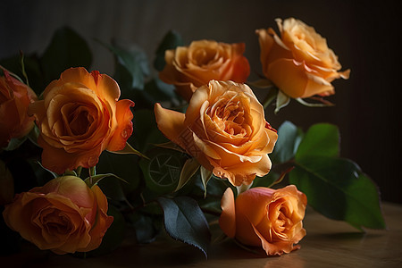 新鲜采摘的橙色玫瑰图片