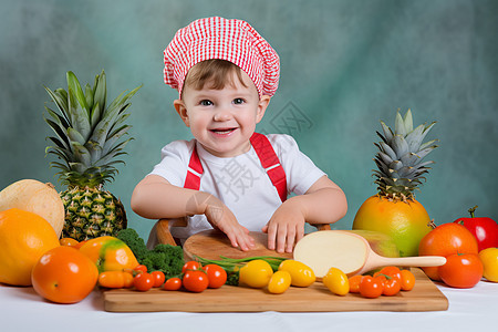 儿童和新鲜果蔬图片