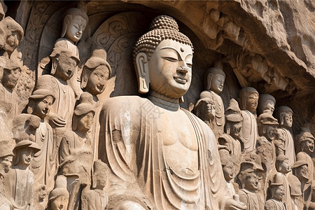 佛教背景石窟的特写镜头背景