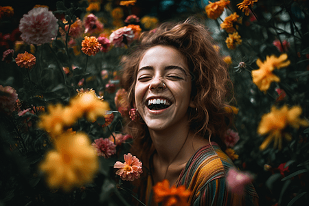 彩色花园里的女人背景图片