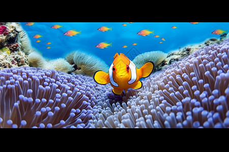 海域珊瑚中的小丑鱼图片