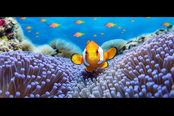 海域珊瑚中的小丑鱼图片