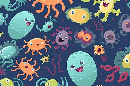 各种各样的卡通细菌图片