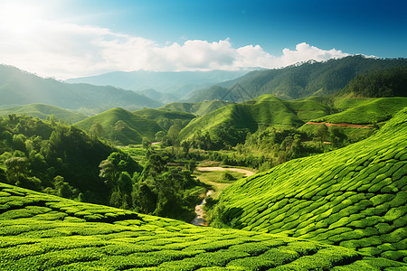 茶作物生态良好的山背景
