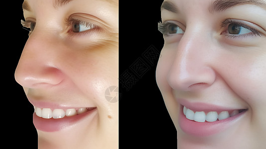 牙齿矫正手术前后对比背景图片