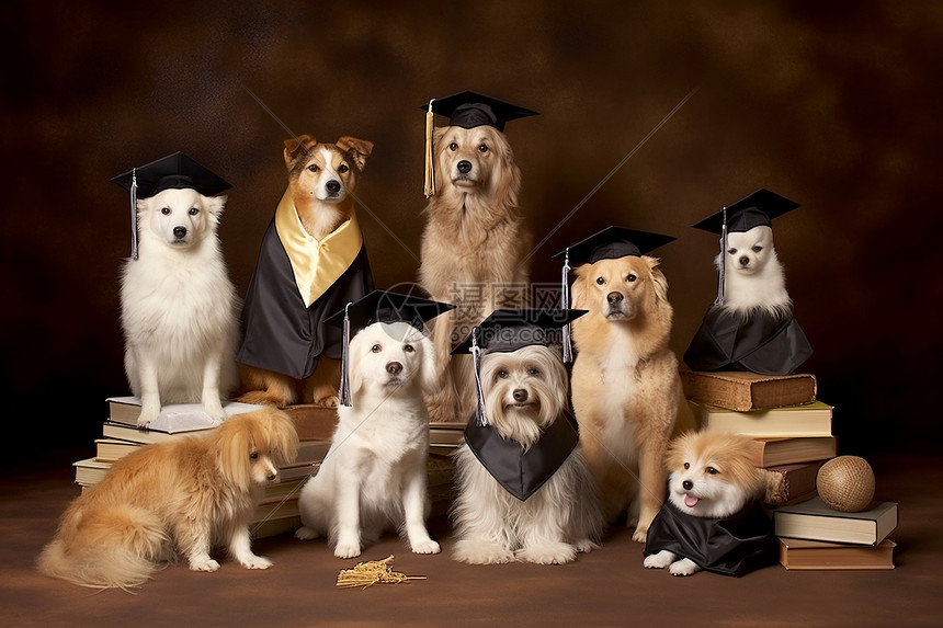 可爱宠物的毕业典礼图片