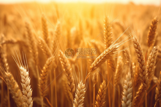 成熟的谷物稻穗图片