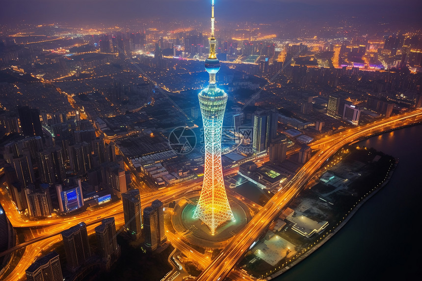 广州的地标建筑夜景高清图片下载-正版图片600172072-摄图网